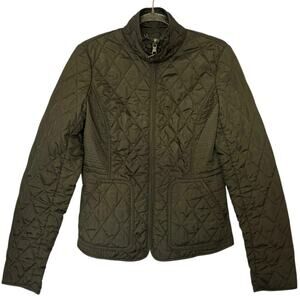 Banana Republic Quilted Utility Jacket Lightweight Coat Full Zip Pockets Green